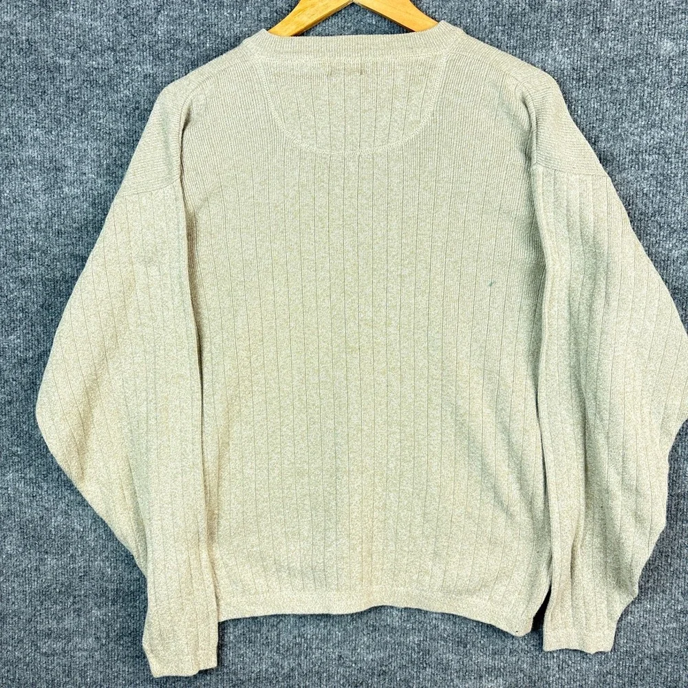 VTG Dockers Rib Knit V-Neck Sweater XL Tan Academia Normcore